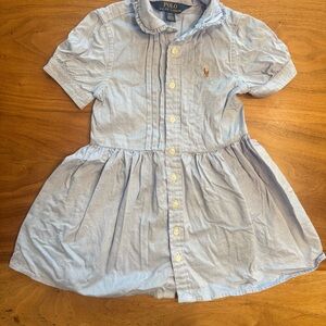 Polo Ralph Lauren Girls Blue Oxford Shirt Dress 2T | Pintuck | Logo | Classic